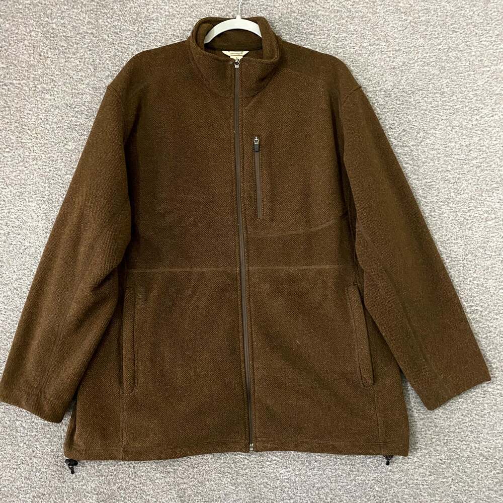 Duluth Trading Co Men's Size Large 100% Polyester Brown Full Zip Fleece Jacket